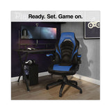 Vortex Bonded Leather Gaming Chair, Supports Up To 301 Lbs, 17.9" To 21.6" Seat Height, Blue-black, Black Base