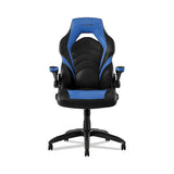 Vortex Bonded Leather Gaming Chair, Supports Up To 301 Lbs, 17.9" To 21.6" Seat Height, Blue-black, Black Base