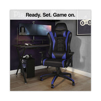 Vartan Bonded Leather Gaming Chair, Supports Up To 275 Lbs, Blue-black Seat, Blue-black Back, Black Base