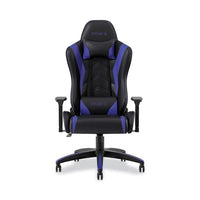 Vartan Bonded Leather Gaming Chair, Supports Up To 275 Lbs, Blue-black Seat, Blue-black Back, Black Base