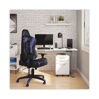 Vartan Bonded Leather Gaming Chair, Supports Up To 275 Lbs, Blue-black Seat, Blue-black Back, Black Base