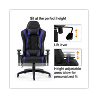 Vartan Bonded Leather Gaming Chair, Supports Up To 275 Lbs, Blue-black Seat, Blue-black Back, Black Base