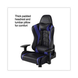 Vartan Bonded Leather Gaming Chair, Supports Up To 275 Lbs, Blue-black Seat, Blue-black Back, Black Base