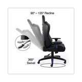 Vartan Bonded Leather Gaming Chair, Supports Up To 275 Lbs, Blue-black Seat, Blue-black Back, Black Base