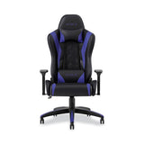 Vartan Bonded Leather Gaming Chair, Supports Up To 275 Lbs, Blue-black Seat, Blue-black Back, Black Base