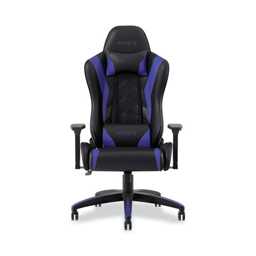Vartan Bonded Leather Gaming Chair, Supports Up To 275 Lbs, Blue-black Seat, Blue-black Back, Black Base