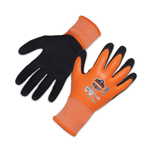 Proflex 7551 Ansi A5 Coated Waterproof Cr Gloves, Orange, Large, Pair, Ships In 1-3 Business Days