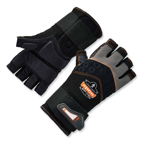 Proflex 910 Half-finger Impact Gloves + Wrist Support, Black, 2x-large, Pair, Ships In 1-3 Business Days
