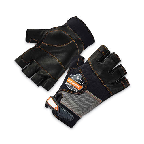 Proflex 901 Half-finger Leather Impact Gloves, Black, Medium, Pair, Ships In 1-3 Business Days