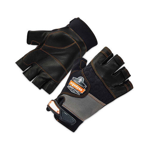 Proflex 901 Half-finger Leather Impact Gloves, Black, Large, Pair, Ships In 1-3 Business Days
