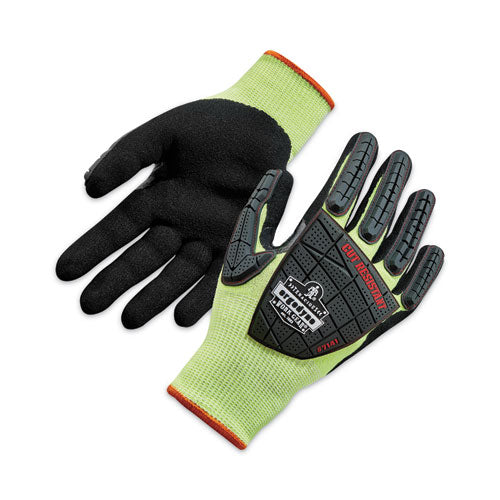 Proflex 7141 Ansi A4 Dir Nitrile-coated Cr Gloves, Lime, Small, Pair, Ships In 1-3 Business Days