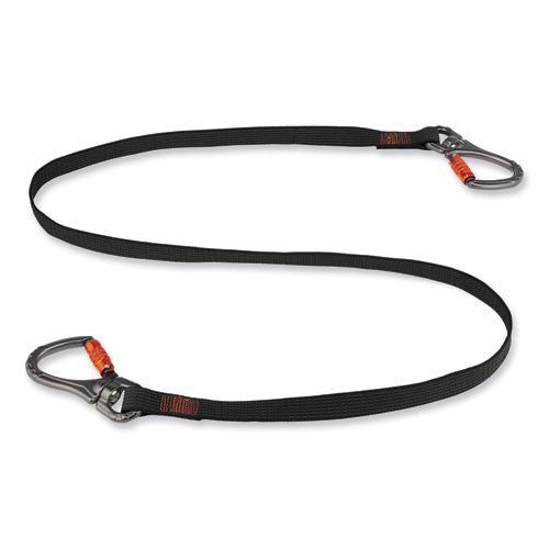 Squids 3139 Tool Lanyard W/2 Locking Swivel Carabiners, 40lb Max Work Capacity, 76", Black/orange, Ships In 1-3 Business Days