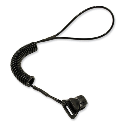 Squids 3158 Coiled Lanyard With Clamp, 2 Lb Max Working Capacity, 12" To 48" Long, Black, Ships In 1-3 Business Days