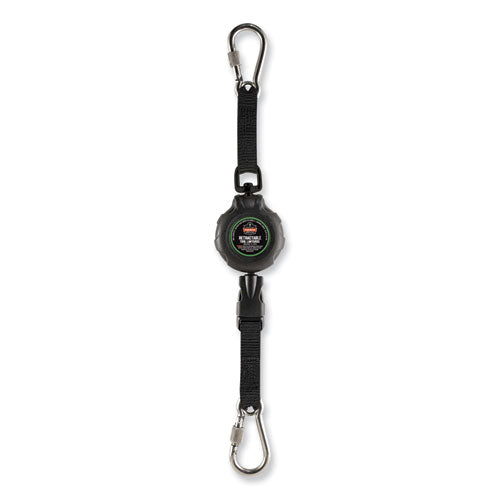 Squids 3000 Retractable Tool Lanyard With Carabiner Anchor, 1 Lb Working Capacity, 48", Black, Ships In 1-3 Business Days