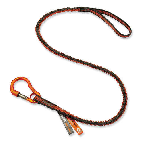 Squids 3100f(x) Tool Lanyard W/aluminum Carabiner+loop, 10 Lb Max Work Cap, 38" To 48",orange/gray,ships In 1-3 Business Days