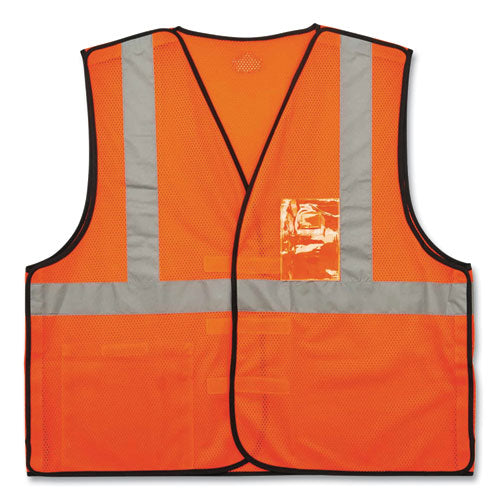 Glowear 8216ba Class 2 Breakaway Mesh Id Holder Vest, Polyester, 4x-large/5x-large, Orange, Ships In 1-3 Business Days