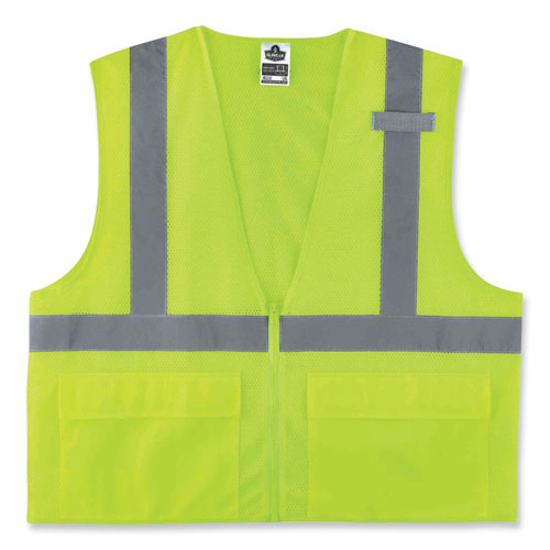 Glowear 8220z Class 2 Standard Mesh Zipper Vest, Polyester, Small/medium, Lime, Ships In 1-3 Business Days