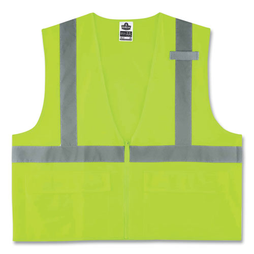 Glowear 8225z Class 2 Standard Solid Vest, Polyester, Lime, Large/x-large, Ships In 1-3 Business Days