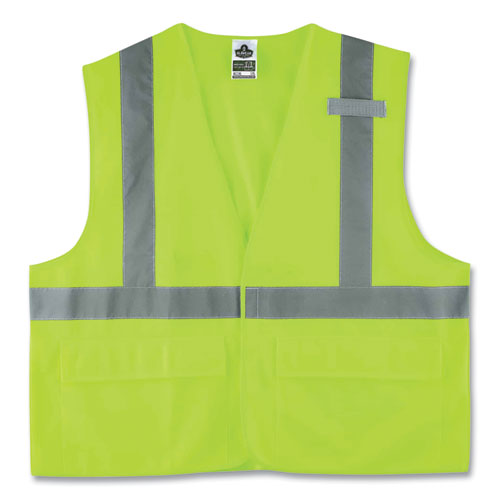 Glowear 8225hl Class 2 Standard Solid Hook And Loop Vest, Polyester, Lime, Small/medium, Ships In 1-3 Business Days