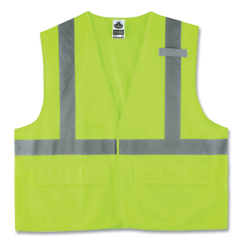 Glowear 8225hl Class 2 Standard Solid Hook And Loop Vest, Polyester, Lime, Large/x-large, Ships In 1-3 Business Days