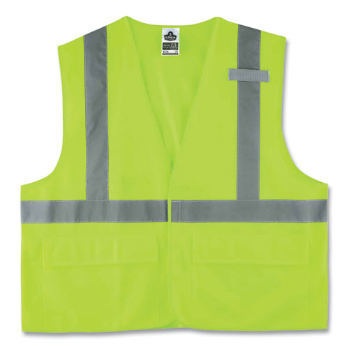 Glowear 8225hl Class 2 Standard Solid Hook And Loop Vest, Polyester, Lime, 4x-large/5x-large, Ships In 1-3 Business Days