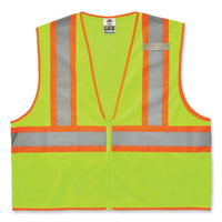 Glowear 8229z Class 2 Economy Two-tone Zipper Vest, Polyester, 4x-large/5x-large, Lime, Ships In 1-3 Business Days