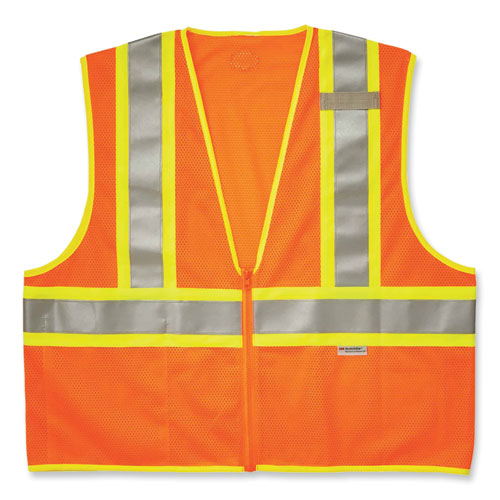 Glowear 8230z Class 2 Two-tone Mesh Zipper Vest, Polyester, 2x-large/3x-large, Orange, Ships In 1-3 Business Days