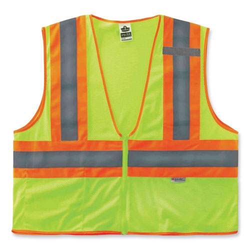 Glowear 8230z Class 2 Two-tone Mesh Zipper Vest, Polyester, Small/medium, Lime, Ships In 1-3 Business Days