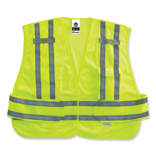 Glowear 8244psv Class 2 Expandable Public Safety Hook And Loop Vest, Polyester, 3xl Plus, Lime, Ships In 1-3 Business Days