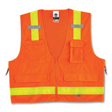 Glowear 8250zhg Class 2 Hi-gloss Surveyors Zipper Vest, Polyester, Small/medium, Orange, Ships In 1-3 Business Days