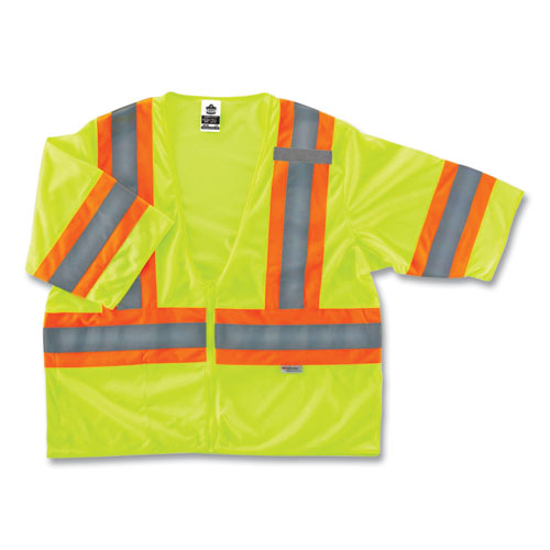 Glowear 8330z Class 3 Two-tone Zipper Vest, Polyester, Small/medium, Lime, Ships In 1-3 Business Days