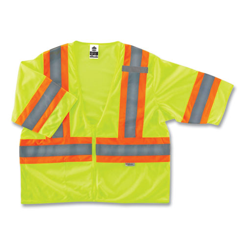 Glowear 8330z Class 3 Two-tone Zipper Vest, Polyester, 2x-large/3x-large, Lime, Ships In 1-3 Business Days