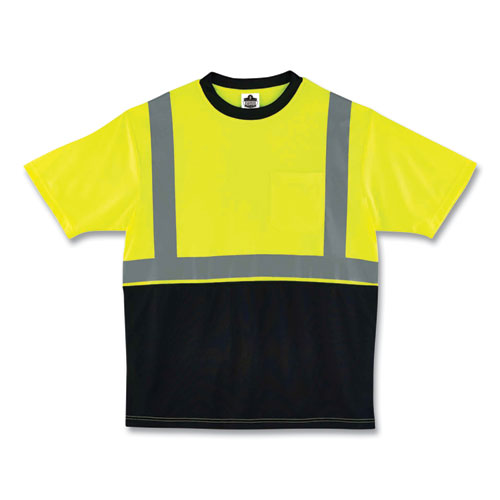 Glowear 8289bk Class 2 Hi-vis T-shirt With Black Bottom, Small, Lime, Ships In 1-3 Business Days