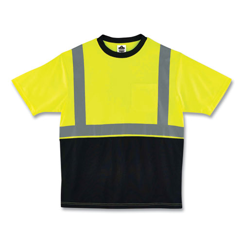 Glowear 8289bk Class 2 Hi-vis T-shirt With Black Bottom, Large, Lime, Ships In 1-3 Business Days