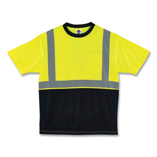 Glowear 8289bk Class 2 Hi-vis T-shirt With Black Bottom, 4x-large, Lime, Ships In 1-3 Business Days