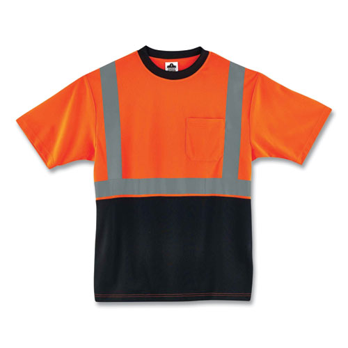 Glowear 8289bk Class 2 Hi-vis T-shirt With Black Bottom, 5x-large, Orange, Ships In 1-3 Business Days