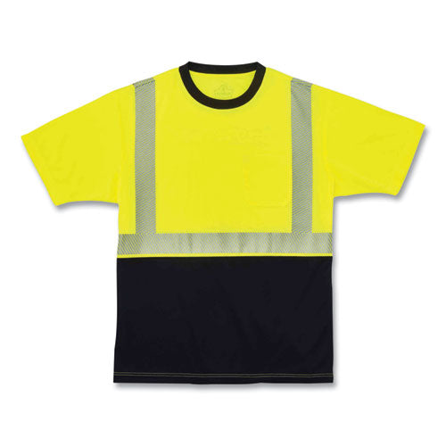 Glowear 8280bk Class 2 Performance T-shirt With Black Bottom, Polyester, Small, Lime, Ships In 1-3 Business Days