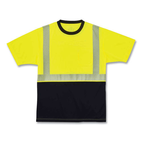 Glowear 8280bk Class 2 Performance T-shirt With Black Bottom, Polyester, 5x-large, Lime, Ships In 1-3 Business Days