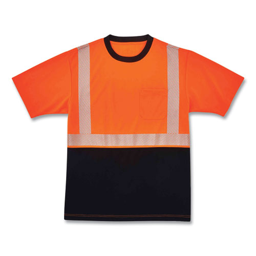 Glowear 8280bk Class 2 Performance T-shirt With Black Bottom, Polyester, 5x-large, Orange, Ships In 1-3 Business Days