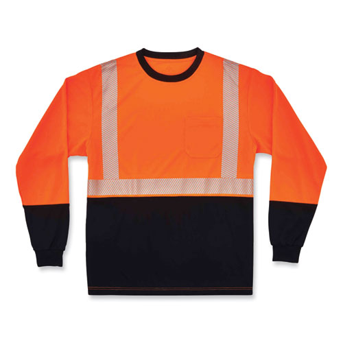 Glowear 8281bk Class 2 Long Sleeve Shirt With Black Bottom, Polyester, X-large, Orange, Ships In 1-3 Business Days