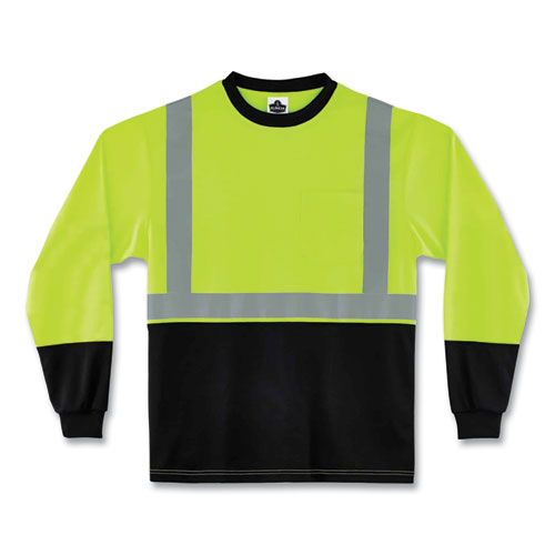 Glowear 8291bk Type R Class 2 Black Front Long Sleeve T-shirt, Polyester, X-large, Lime, Ships In 1-3 Business Days