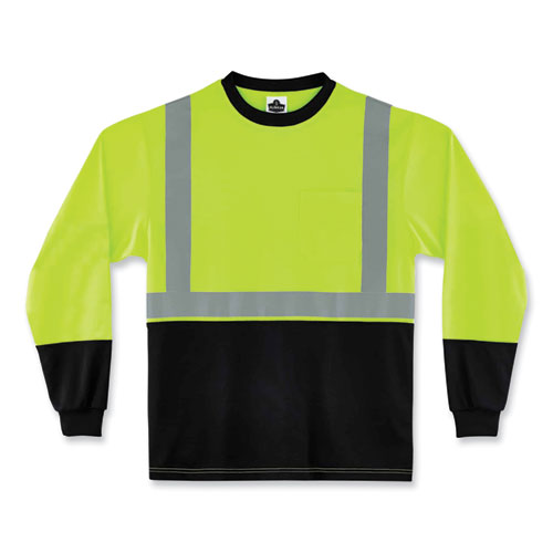 Glowear 8291bk Type R Class 2 Black Front Long Sleeve T-shirt, Polyester, 2x-large, Lime, Ships In 1-3 Business Days