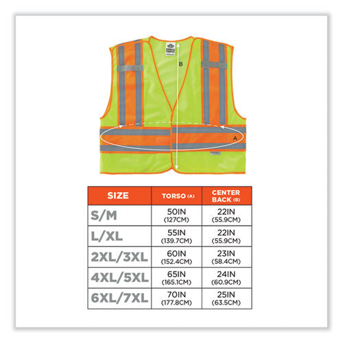 Glowear 8245psv Class 2 Public Safety Vest, Polyester, 6x-large/7x-large, Lime, Ships In 1-3 Business Days
