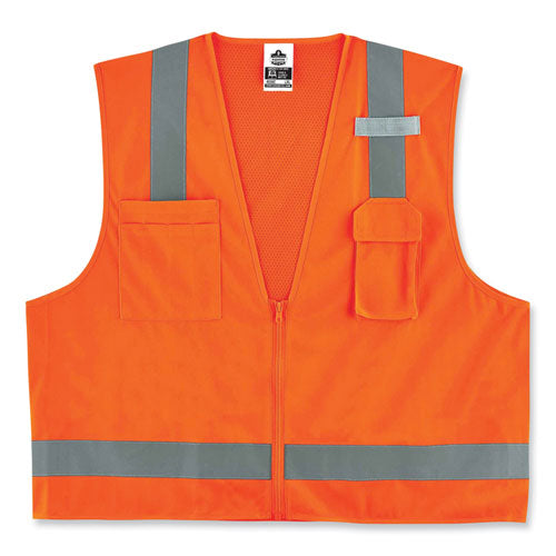 Glowear 8249z Class 2 Economy Surveyors Zipper Vest, Polyester, 2x-large/3x-large, Orange, Ships In 1-3 Business Days