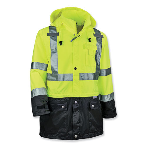 Glowear 8365bk Class 3 Hi-vis Rain Jacket Black Bottom, Medium, Lime, Ships In 1-3 Business Days