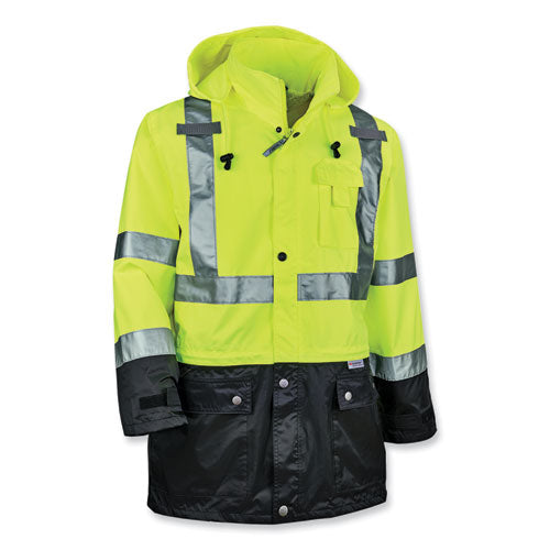 Glowear 8365bk Class 3 Hi-vis Rain Jacket Black Bottom, X-large, Lime, Ships In 1-3 Business Days