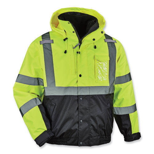 Glowear 8381 Class 3 Hi-vis 4-in-1 Quilted Bomber Jacket, Lime, Small, Ships In 1-3 Business Days