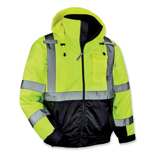 Glowear 8377 Class 3 Hi-vis Quilted Bomber Jacket, Lime, 5x-large, Ships In 1-3 Business Days