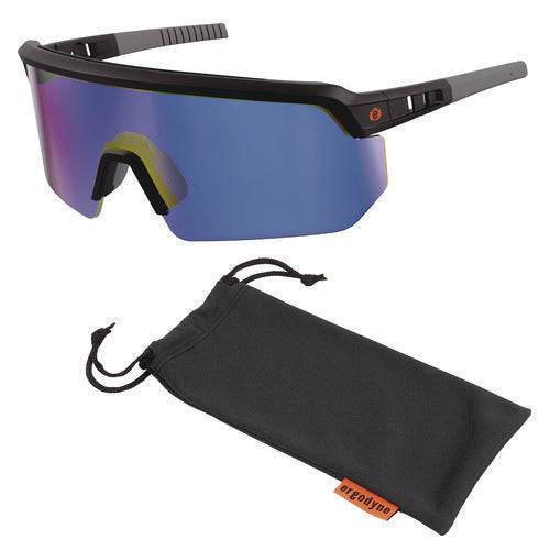Skullerz Aegir Safety Glasses With Mirrored Lenses, Matte Black Frame, Blue Mirror Polycarbonate Lens, Ships In 1-3 Bus Days