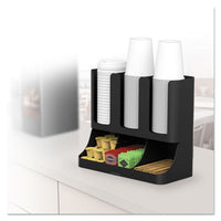 Flume Six-section Upright Coffee Condiment-cup Organizer, Black, 11.5 X 6.5 X 15